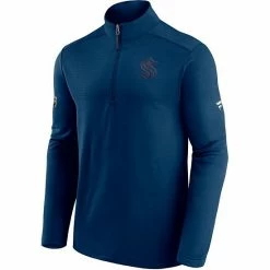 Men's Fanatics Branded Deep Sea Blue Seattle Kraken Authentic Pro Travel And Training Quarter-Zip Jacket -Metaverse shop unnamed file 8854