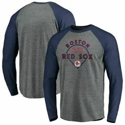 Men's Fanatics Branded Gray/Navy Boston Red Sox True Classics Outfield Arc Tri-Blend Raglan Long Sleeve T-Shirt 3 Men's Fanatics Branded Gray/Navy Boston Red Sox True Classics Outfield Arc Tri-Blend Raglan Long Sleeve T-Shirt -Metaverse shop unnamed file 8866