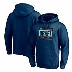 Men's Fanatics Branded Navy Seattle Kraken 2021 NHL Expansion Draft Logo Fitted Pullover Hoodie -Metaverse shop unnamed file 8926
