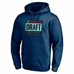 Men's Fanatics Branded Navy Seattle Kraken 2021 NHL Expansion Draft Logo Fitted Pullover Hoodie -Metaverse shop unnamed file 8927