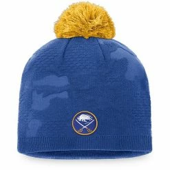 Women's Fanatics Branded Royal/Gold Buffalo Sabres Authentic Pro Team Locker Room Beanie With Pom