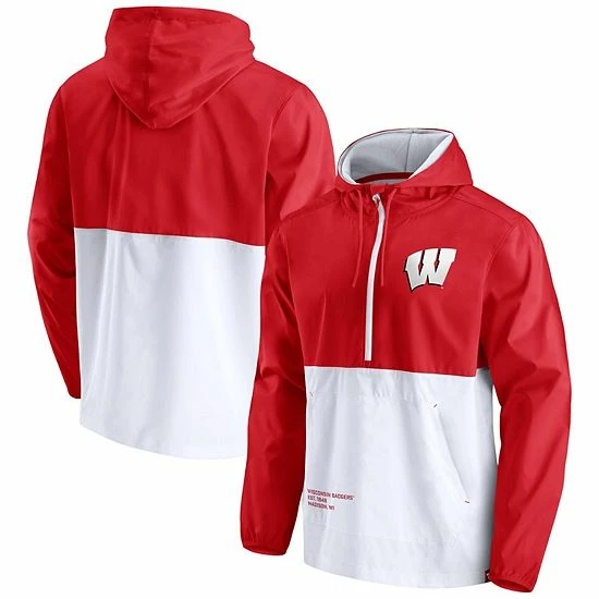 Men's Fanatics Branded Red/White Wisconsin Badgers Thrill Seeker Half-Zip Hoodie Anorak Jacket Men's Fanatics Branded Red/White Wisconsin Badgers Thrill Seeker Half-Zip Hoodie Anorak Jacket -Metaverse shop unnamed file 8965