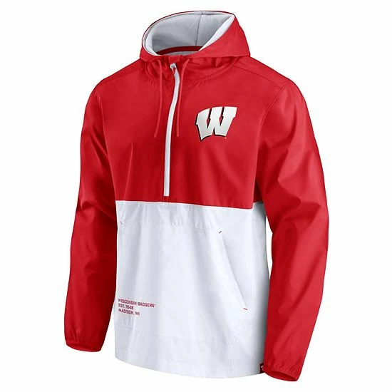 Men's Fanatics Branded Red/White Wisconsin Badgers Thrill Seeker Half-Zip Hoodie Anorak Jacket Men's Fanatics Branded Red/White Wisconsin Badgers Thrill Seeker Half-Zip Hoodie Anorak Jacket -Metaverse shop unnamed file 8966