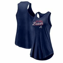 Women's Fanatics Branded Navy Atlanta Braves Simplicity Swing Racerback Scoop Neck Tank Top -Metaverse shop unnamed file 8982