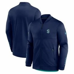 Men's Fanatics Branded Navy Seattle Kraken Locker Room Full-Zip Jacket