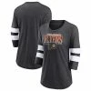 Women's Fanatics Branded Heathered Charcoal/White Philadelphia Flyers Full Shield 3/4-Sleeve Tri-Blend Raglan Scoop Neck T-Shirt -Metaverse shop unnamed file 8993