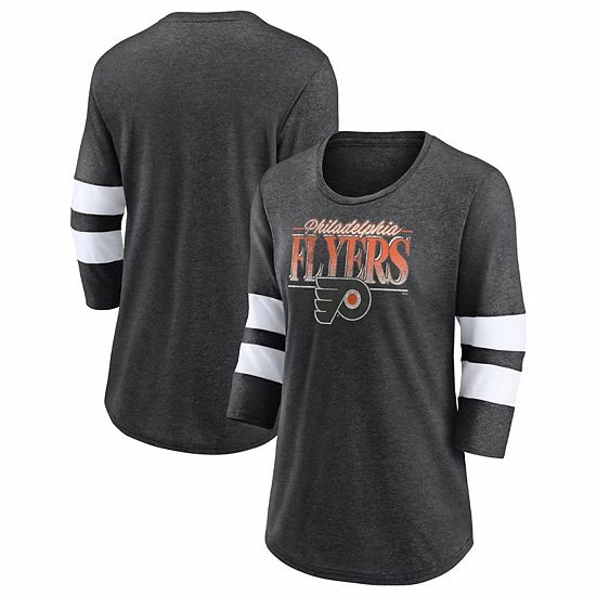 Women's Fanatics Branded Heathered Charcoal/White Philadelphia Flyers Full Shield 3/4-Sleeve Tri-Blend Raglan Scoop Neck T-Shirt Women's Fanatics Branded Heathered Charcoal/White Philadelphia Flyers Full Shield 3/4-Sleeve Tri-Blend Raglan Scoop Neck T-Shirt -Metaverse shop unnamed file 8994