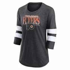 Women's Fanatics Branded Heathered Charcoal/White Philadelphia Flyers Full Shield 3/4-Sleeve Tri-Blend Raglan Scoop Neck T-Shirt 4 Women's Fanatics Branded Heathered Charcoal/White Philadelphia Flyers Full Shield 3/4-Sleeve Tri-Blend Raglan Scoop Neck T-Shirt -Metaverse shop unnamed file 8995