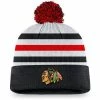 Men's Fanatics Branded White/Black Chicago Blackhawks Authentic Pro Draft Cuffed Knit Hat With Pom