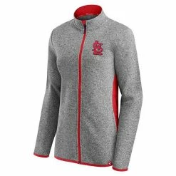 Women's Fanatics Branded Heathered Charcoal St. Louis Cardinals Primary Logo Fleece Full-Zip Jacket -Metaverse shop unnamed file 9122