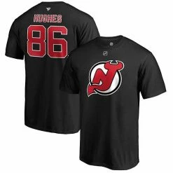 Men's Fanatics Branded Jack Hughes Black New Jersey Devils Authentic Stack Name & Number T-Shirt -Metaverse shop unnamed file 9140