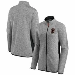 Women's Fanatics Branded Heathered Charcoal San Francisco Giants Primary Logo Fleece Full-Zip Jacket
