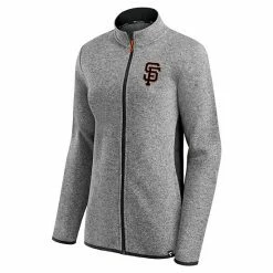 Women's Fanatics Branded Heathered Charcoal San Francisco Giants Primary Logo Fleece Full-Zip Jacket -Metaverse shop unnamed file 9169