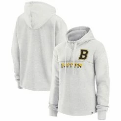 Women's Fanatics Branded Ash Boston Bruins True Classics Legacy Quarter-Zip Hoodie