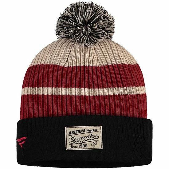 Men's Fanatics Branded Black Arizona Coyotes True Classics Cuffed Knit Hat With Pom - Image 3