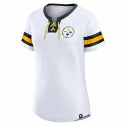 Women's Fanatics Branded White Pittsburgh Steelers Sunday Best Lace-Up T-Shirt -Metaverse shop unnamed file 9303