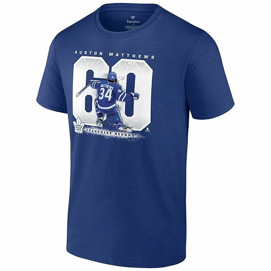 Men's Fanatics Branded Auston Matthews Blue Toronto Maple Leafs Goal Record T-Shirt 5 Men's Fanatics Branded Auston Matthews Blue Toronto Maple Leafs Goal Record T-Shirt - Image 3