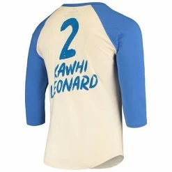 Men's Fanatics Branded Kawhi Leonard Cream/Royal LA Clippers Raglan 3/4 Sleeve T-Shirt -Metaverse shop unnamed file 9371