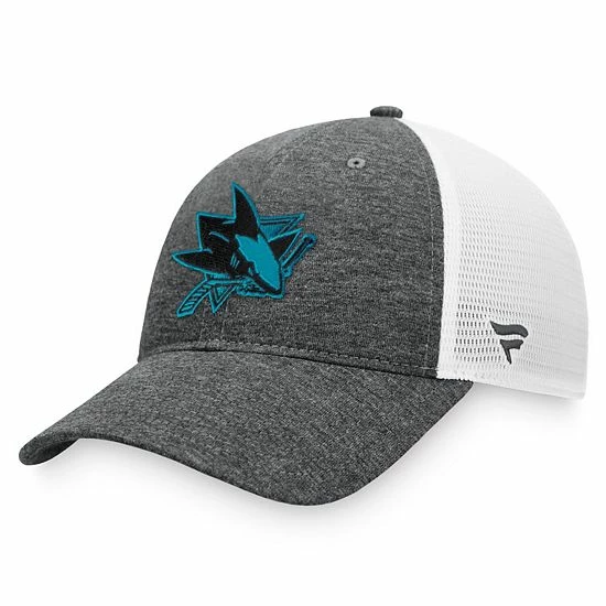 Men's Fanatics Branded Heathered Charcoal/White San Jose Sharks Mesh Trucker Snapback Hat Men's Fanatics Branded Heathered Charcoal/White San Jose Sharks Mesh Trucker Snapback Hat -Metaverse shop unnamed file 9404