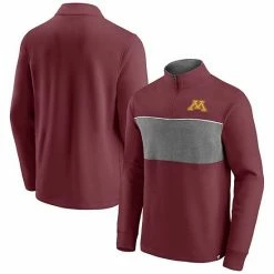 Men's Fanatics Branded Maroon/Heathered Gray Minnesota Golden Gophers Primary Logo Quarter-Zip Jacket