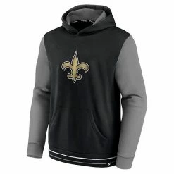 Men's Fanatics Branded Black/Gray New Orleans Saints Block Party Pullover Hoodie -Metaverse shop unnamed file 9525