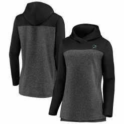 Women's Fanatics Branded Heathered Charcoal/Black San Jose Sharks Chiller Fleece Pullover Hoodie -Metaverse shop unnamed file 9539