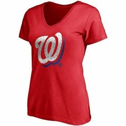 Women's Fanatics Branded Red Washington Nationals Red White & Team V-Neck T-Shirt -Metaverse shop unnamed file 9546