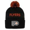 Men's Fanatics Branded Black/Orange Philadelphia Flyers 2022 NHL Draft Authentic Pro Cuffed Knit Hat With Pom