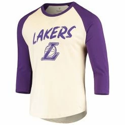 Men's Fanatics Branded LeBron James Cream/Purple Los Angeles Lakers Raglan 3/4 Sleeve T-Shirt 4 Men's Fanatics Branded LeBron James Cream/Purple Los Angeles Lakers Raglan 3/4 Sleeve T-Shirt -Metaverse shop unnamed file 9606