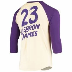 Men's Fanatics Branded LeBron James Cream/Purple Los Angeles Lakers Raglan 3/4 Sleeve T-Shirt 5 Men's Fanatics Branded LeBron James Cream/Purple Los Angeles Lakers Raglan 3/4 Sleeve T-Shirt -Metaverse shop unnamed file 9607
