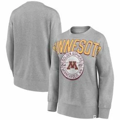 Women's Fanatics Branded Heathered Gray Minnesota Golden Gophers Jump Distribution Pullover Sweatshirt -Metaverse shop unnamed file 973