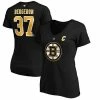 Women's Fanatics Branded Patrice Bergeron Black Boston Bruins Captain Patch Authentic Stack Name & Number V-Neck T-Shirt -Metaverse shop unnamed file 9764