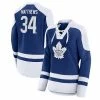 Women's Fanatics Branded Auston Matthews Blue/White Toronto Maple Leafs Lace-Up Raglan Sweatshirt