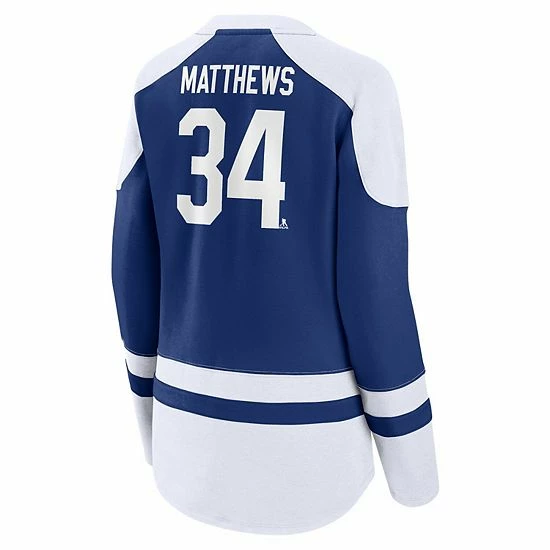 Women's Fanatics Branded Auston Matthews Blue/White Toronto Maple Leafs Lace-Up Raglan Sweatshirt Women's Fanatics Branded Auston Matthews Blue/White Toronto Maple Leafs Lace-Up Raglan Sweatshirt -Metaverse shop unnamed file 9797