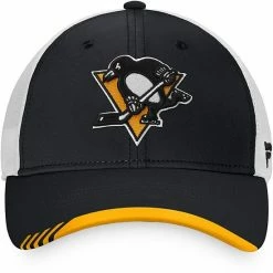 Men's Fanatics Branded Black/White Pittsburgh Penguins Authentic Pro Team Locker Room Trucker Snapback Hat -Metaverse shop unnamed file 9820