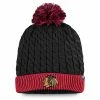 Women's Fanatics Branded Black/Red Chicago Blackhawks Iconic Cuffed Knit Hat With Pom