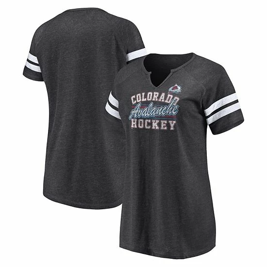 Women's Fanatics Branded Heather Charcoal Colorado Avalanche Quick Out Raglan Notch Neck T-Shirt 4 Women's Fanatics Branded Heather Charcoal Colorado Avalanche Quick Out Raglan Notch Neck T-Shirt - Image 2