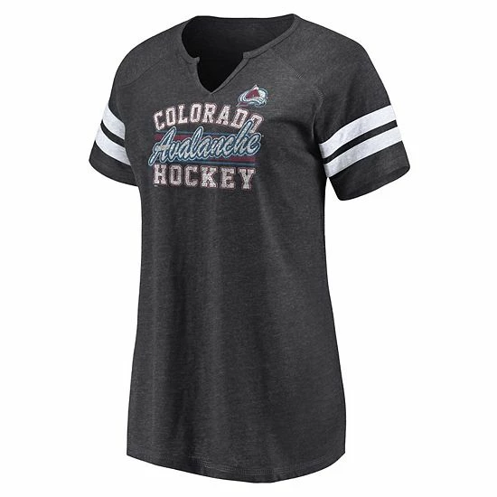 Women's Fanatics Branded Heather Charcoal Colorado Avalanche Quick Out Raglan Notch Neck T-Shirt 5 Women's Fanatics Branded Heather Charcoal Colorado Avalanche Quick Out Raglan Notch Neck T-Shirt - Image 3