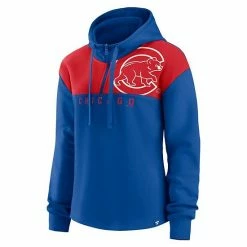 Women's Fanatics Branded Royal Chicago Cubs Iconic Overslide Color-Block Quarter-Zip Hoodie -Metaverse shop unnamed file 9898