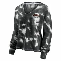 Women's Fanatics Branded White/Black San Francisco Giants Tie-Dye V-Neck Pullover Cropped Tee -Metaverse shop unnamed file 9906