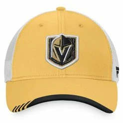 Men's Fanatics Branded Gold/White Vegas Golden Knights Authentic Pro Locker Room Logo Trucker Snapback Hat -Metaverse shop unnamed file 9940